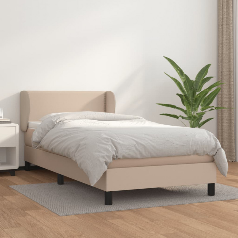 Boxspringbett mit Matratze Cappuccino-Braun 90x200cm Kunstleder