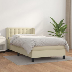 Boxspringbett mit Matratze Creme 90x200 cm Kunstleder