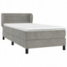 Boxspringbett mit Matratze Hellgrau 90x200 cm Samt