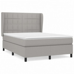 Boxspringbett mit Matratze Hellgrau 140x190 cm Stoff