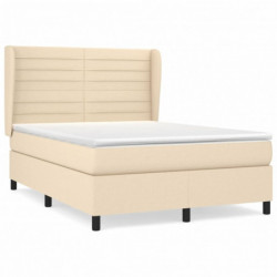 Boxspringbett mit Matratze Creme 140x190 cm Stoff