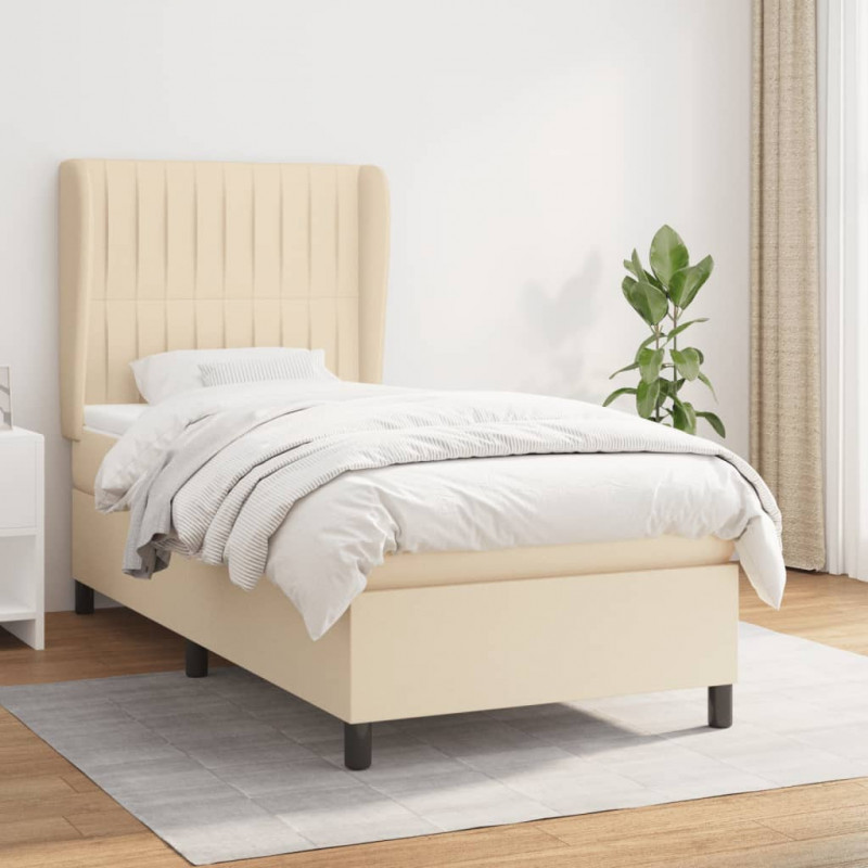 Boxspringbett mit Matratze Creme 90x190 cm Stoff