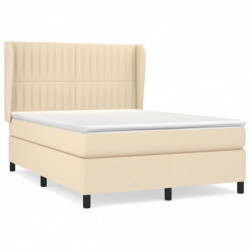 Boxspringbett mit Matratze Creme 140x190 cm Stoff