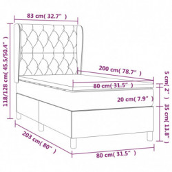 Boxspringbett mit Matratze Dunkelgrau 80x200 cm Stoff