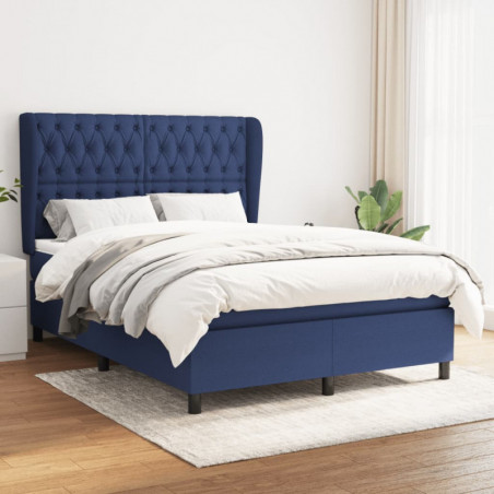 Boxspringbett mit Matratze Blau 140x200 cm Stoff