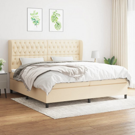 Boxspringbett mit Matratze Creme 200x200 cm Stoff Boxspringbett mit Matratze Creme 200x200 cm Stoff