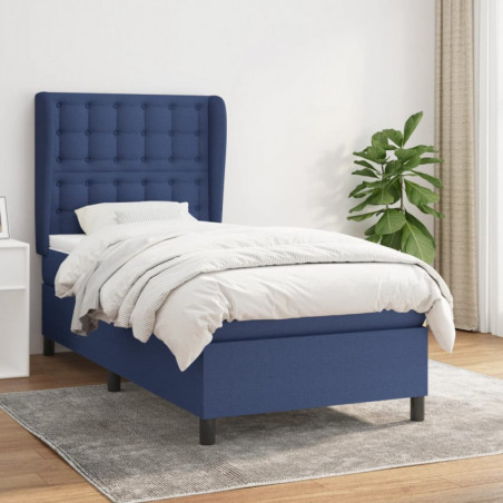 Boxspringbett mit Matratze Blau 90x190 cm Stoff