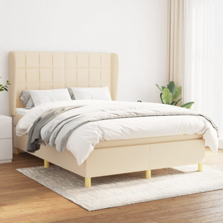 Boxspringbett mit Matratze Creme 140x190 cm Stoff