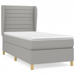 Boxspringbett mit Matratze Hellgrau 90x190 cm Stoff