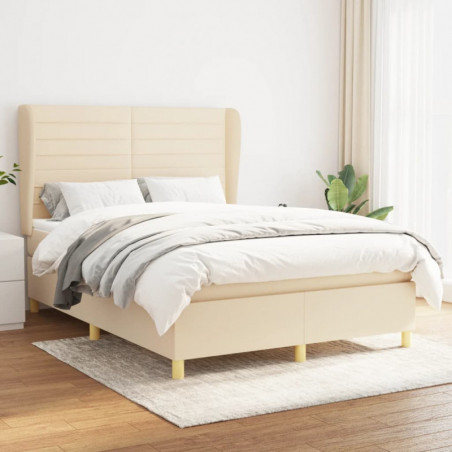 Boxspringbett mit Matratze Creme 140x200 cm Stoff