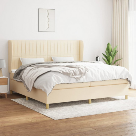 Boxspringbett mit Matratze Creme 200x200 cm Stoff