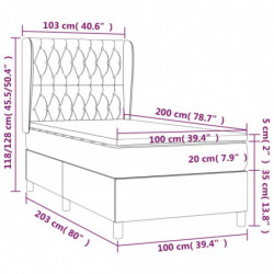 Boxspringbett mit Matratze Hellgrau 100x200 cm Stoff