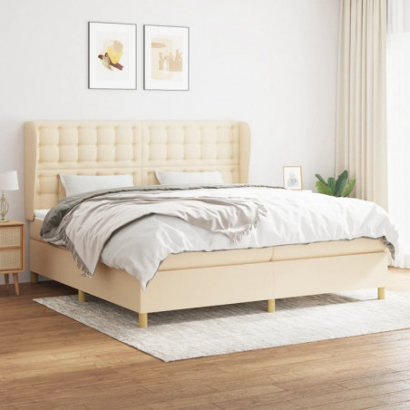 Boxspringbett mit Matratze Creme 200x200 cm Stoff