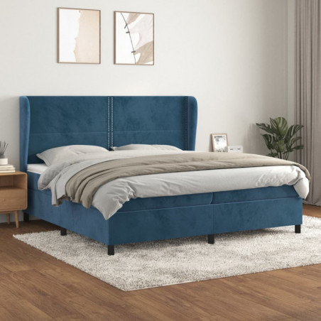 Boxspringbett mit Matratze Dunkelblau 200x200 cm Samt Boxspringbett mit Matratze Dunkelblau 200x200 cm Samt