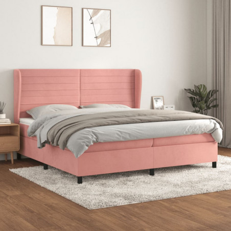 Boxspringbett mit Matratze Rosa 200x200 cm Samt