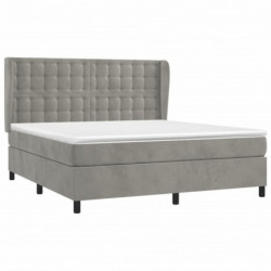 Boxspringbett mit Matratze Hellgrau 180x200 cm Samt