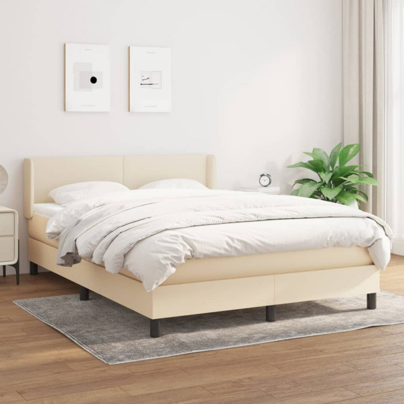 Boxspringbett mit Matratze Creme 140x200 cm Stoff