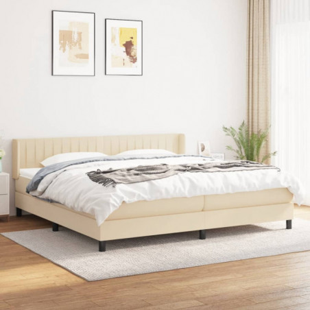 Boxspringbett mit Matratze Creme 200x200 cm Stoff