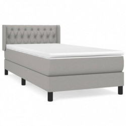 Boxspringbett mit Matratze Hellgrau 100x200 cm Stoff