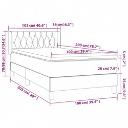 Boxspringbett mit Matratze Hellgrau 100x200 cm Stoff