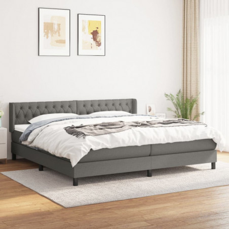 Boxspringbett mit Matratze Dunkelgrau 200x200 cm Stoff