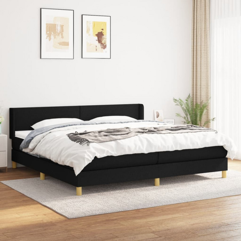 Boxspringbett mit Matratze Schwarz 200x200 cm Stoff