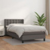 Boxspringbett mit Matratze Grau 90x200 cm Kunstleder