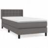 Boxspringbett mit Matratze Grau 90x200 cm Kunstleder