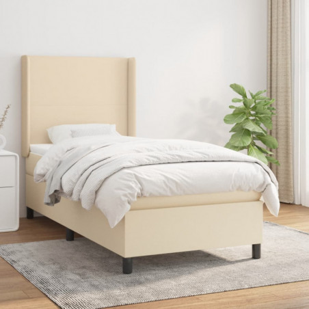 Boxspringbett mit Matratze Creme 90x190 cm Stoff