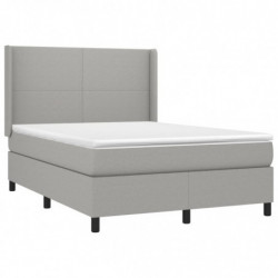 Boxspringbett mit Matratze Hellgrau 140x190 cm Stoff