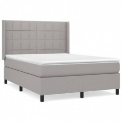 Boxspringbett mit Matratze Hellgrau 140x190 cm Stoff