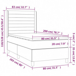 Boxspringbett mit Matratze Hellgrau 80x200 cm Stoff