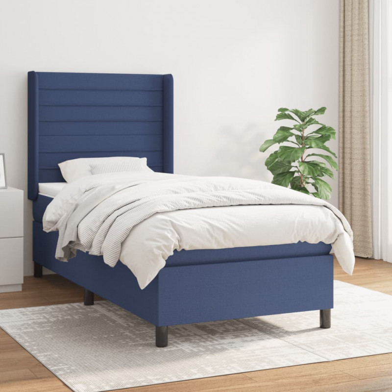 Boxspringbett mit Matratze Blau 90x190 cm Stoff