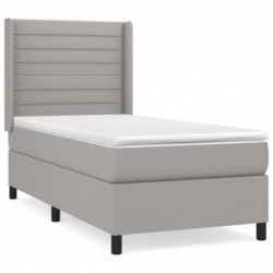 Boxspringbett mit Matratze Hellgrau 100x200 cm Stoff