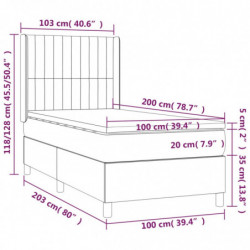 Boxspringbett mit Matratze Hellgrau 100x200 cm Stoff