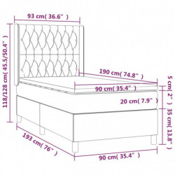 Boxspringbett mit Matratze Hellgrau 90x190 cm Stoff