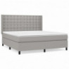 Boxspringbett mit Matratze Hellgrau 180x200 cm Stoff