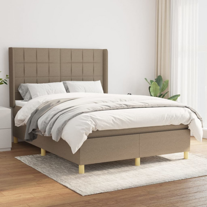 Boxspringbett mit Matratze Taupe 140x200 cm Stoff