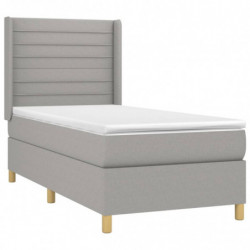 Boxspringbett mit Matratze Hellgrau 90x190 cm Stoff