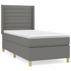 Boxspringbett mit Matratze Dunkelgrau 100x200 cm Stoff