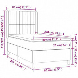 Boxspringbett mit Matratze Hellgrau 80x200 cm Stoff