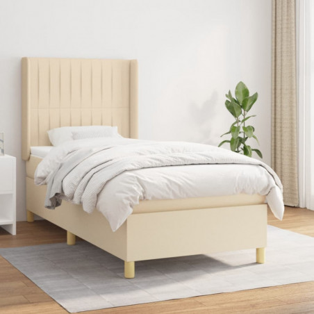 Boxspringbett mit Matratze Creme 90x190 cm Stoff