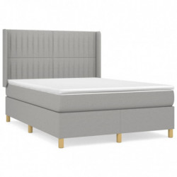 Boxspringbett mit Matratze Hellgrau 140x190 cm Stoff