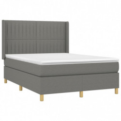 Boxspringbett mit Matratze Dunkelgrau 140x200 cm Stoff