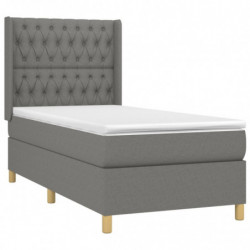 Boxspringbett mit Matratze Dunkelgrau 90x190 cm Stoff