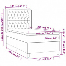 Boxspringbett mit Matratze Hellgrau 100x200 cm Stoff