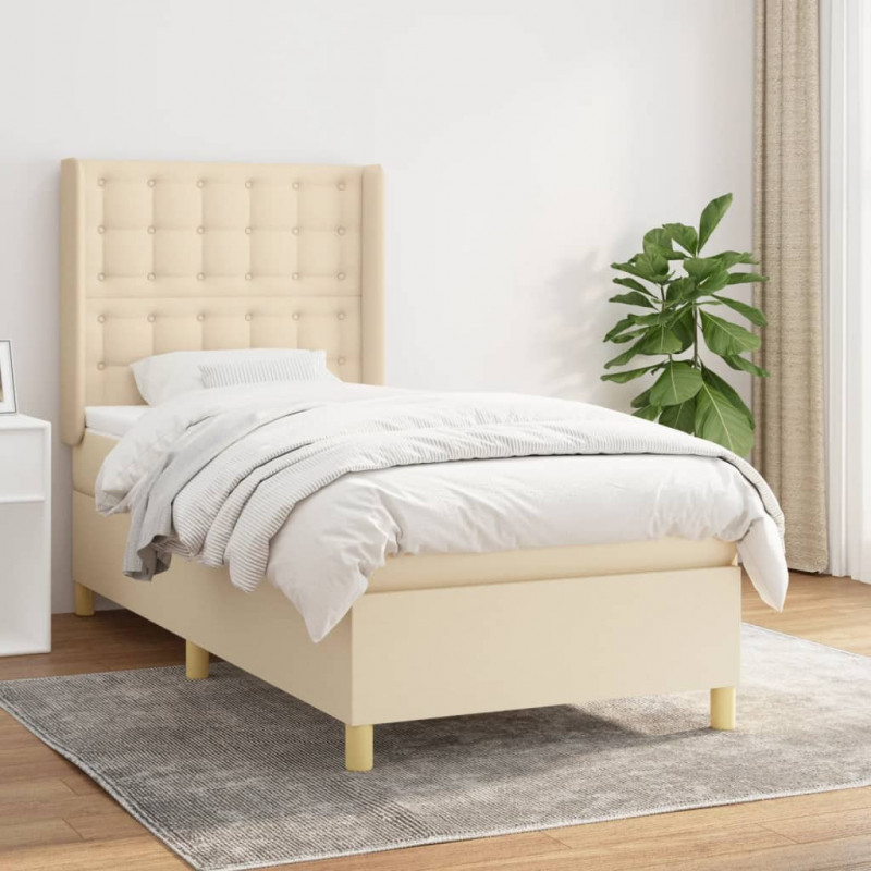 Boxspringbett mit Matratze Creme 90x200 cm Stoff