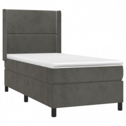 Boxspringbett mit Matratze Dunkelgrau 90x190 cm Samt