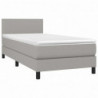 Boxspringbett mit Matratze & LED Hellgrau 90x200 cm Stoff