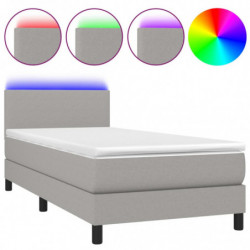 Boxspringbett mit Matratze & LED Hellgrau 100x200 cm Stoff